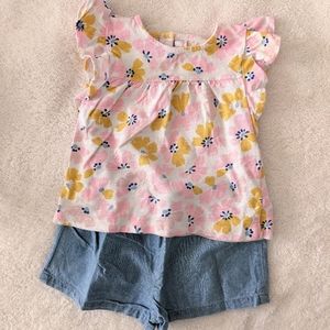 Carter's Floral Tank Top and Blue Jean pull up Shorts. Size 18M